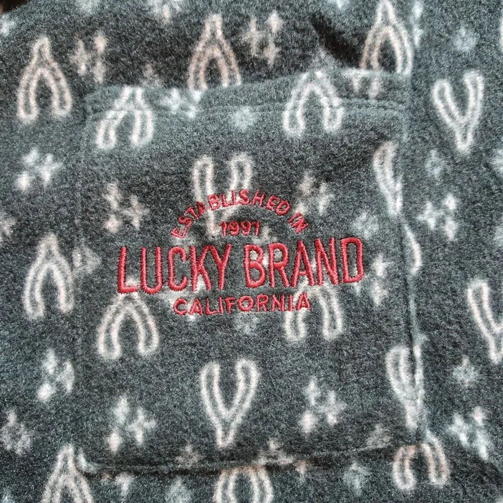 Lucky Brand Women's Wishbone Fleece Pajama Set Size 2X Green Button-Up
